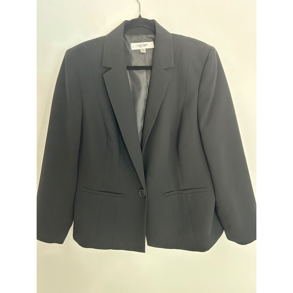 Jones Studio Separates Black Single Button Blazer Jacket Womens 14W Professional